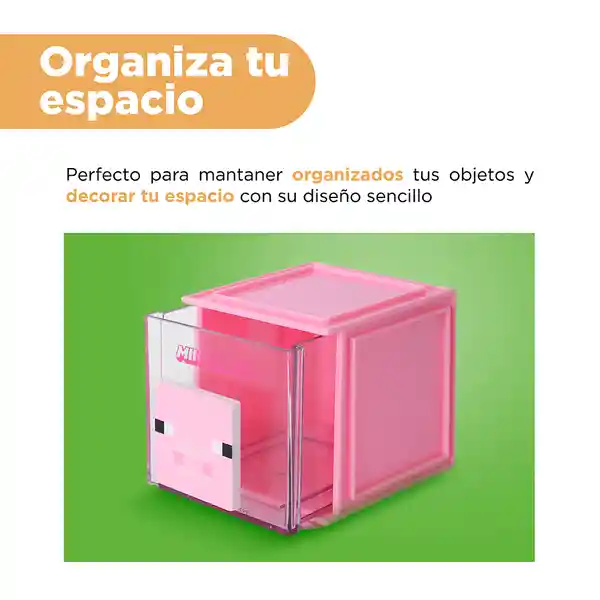 Caja Almacenamiento Pequeña Cerdito Serie Minecraft Rosa Miniso