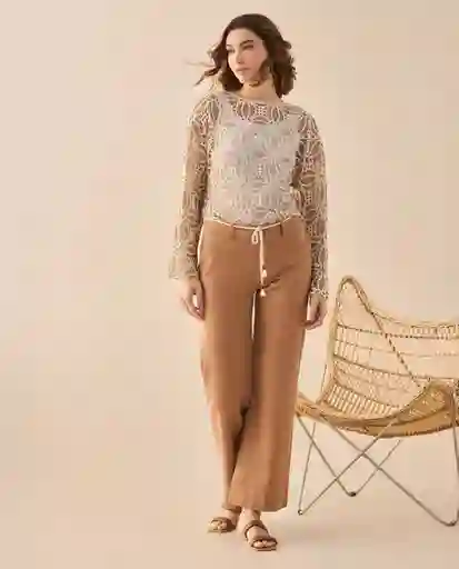 Pantalón Café Asno Medio Talla 12 131G004 Esprit