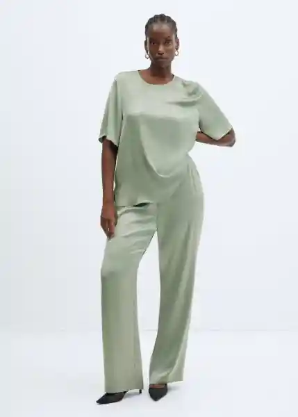 Pantalón Massim Verde Pastel Talla M Mujer Mango