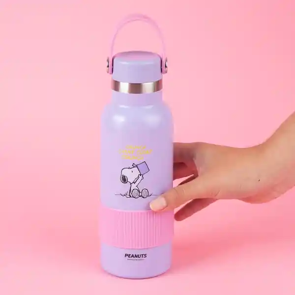 Termo de Con Asa y Funda Snoopy Colorful Morado 500 mL Miniso