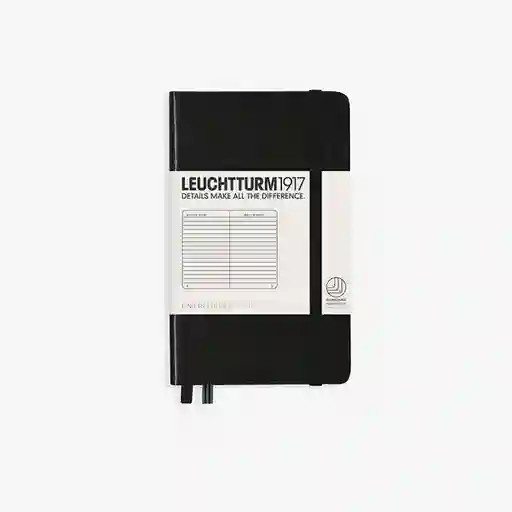 Leuchtturm1917 Cuaderno Pequeño Rayas Negro Hc