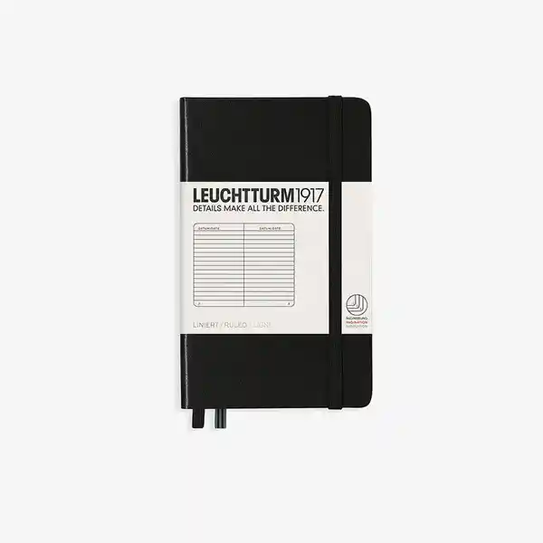 Leuchtturm1917 Cuaderno Pequeño Rayas Negro Hc
