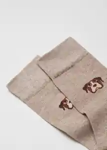 Calcetines Dogface Beige Talla 42 Hombre Mango