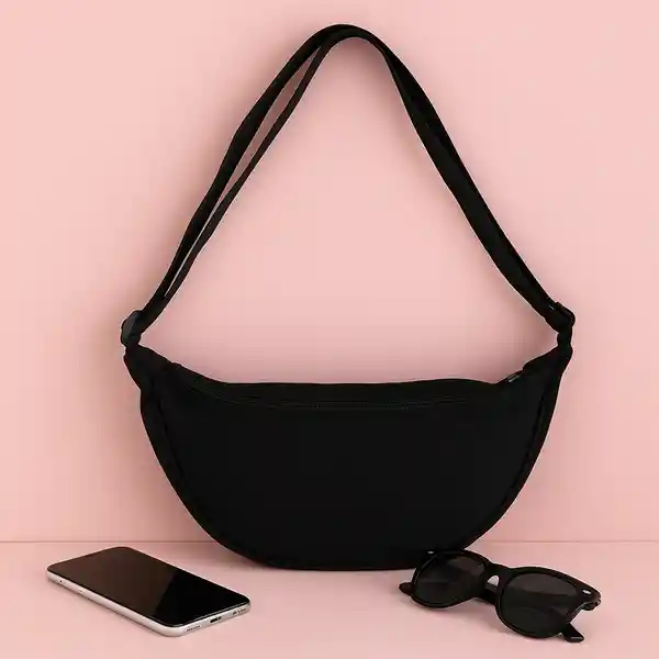 Bolso Crossbody Deportivo Liso Negro Serie Miniso