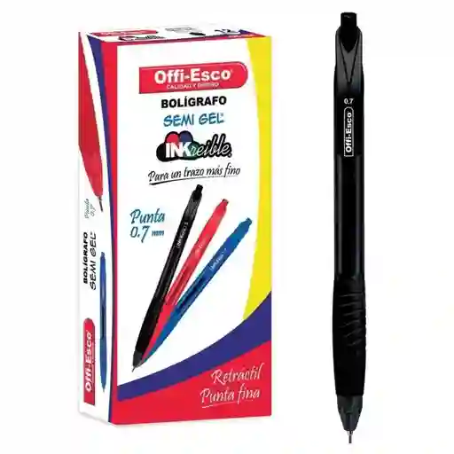 Offi-Esco Bolígrafo Retráctil Semi Gel 0.7 Negro OE-050