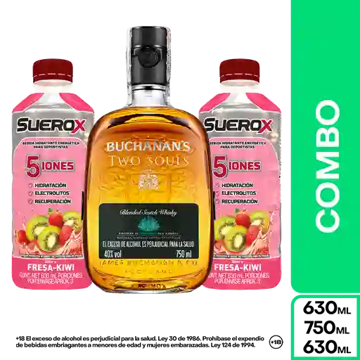 Combo Buchanans Two Souls 750 ml + Suerox Fresa Kiwi 2 Und