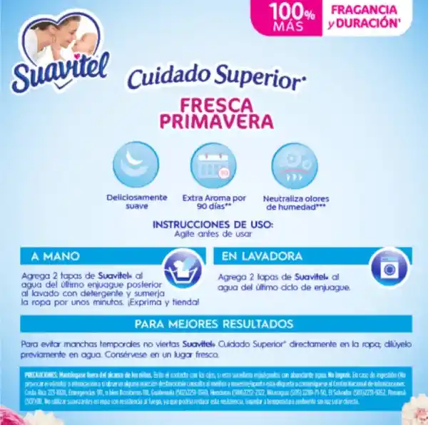 Suavizante Suavitel Cuidado Superior Fresca Primavera 2 x 1 L