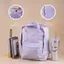 Maleta Escolar Rectangular Con Asa Lila Serie Miniso