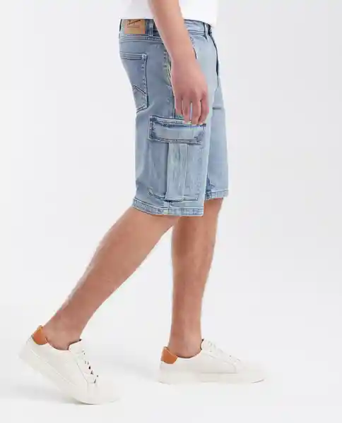 Bermuda Tipo Cargo Azul Cristalino Claro Talla 32 Chevignon