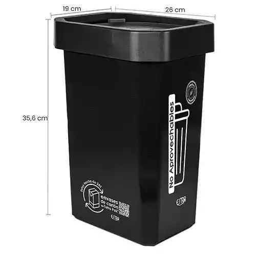 Estra Caneca Ecobins Vaiven Negro 10 L
