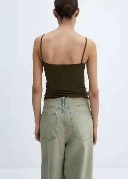 Top Bacará Khaki Talla 18 Mujer Mango