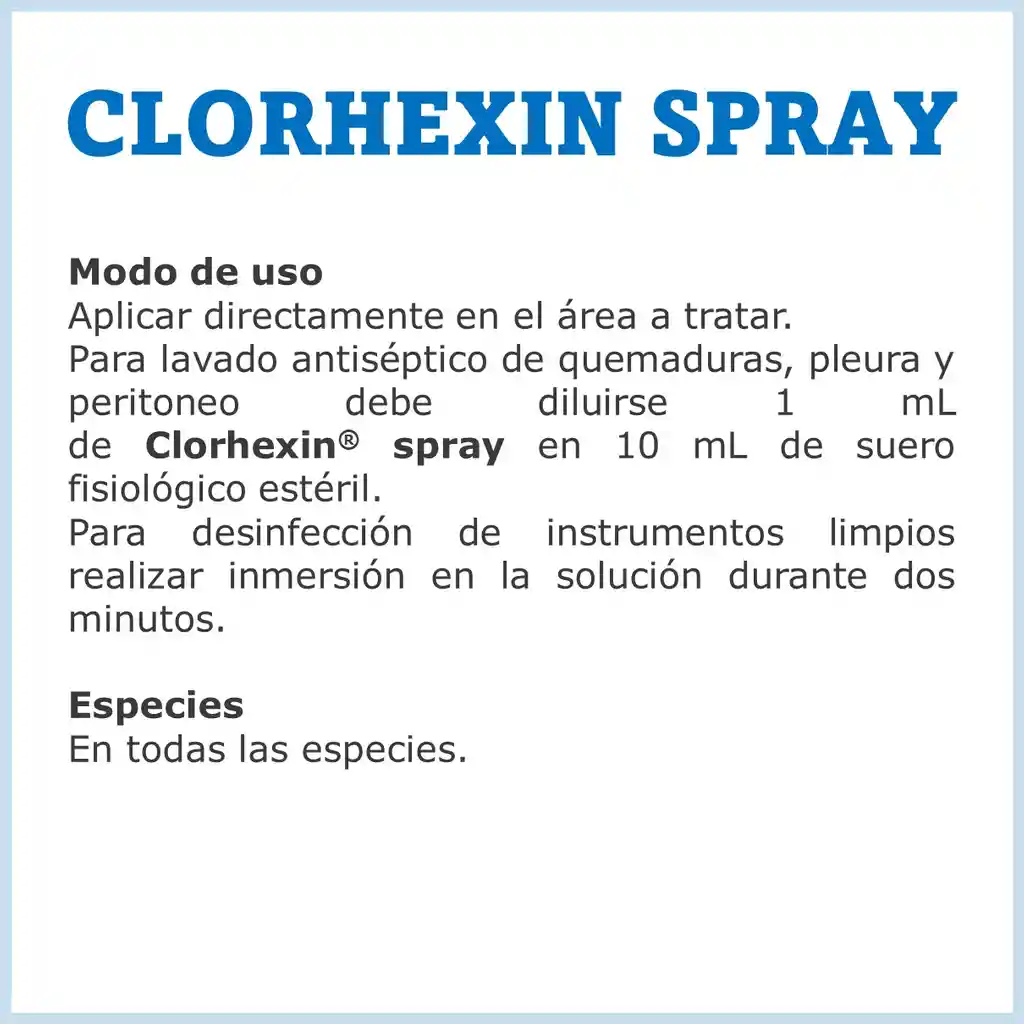 Clorhexin Solución Antiséptica para Mascotas en Spray