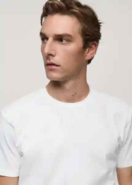 Camiseta Strech Blanco Talla L Hombre Mango