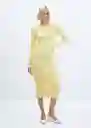 Vestido Grogui Amarillo Talla S Mujer Mango