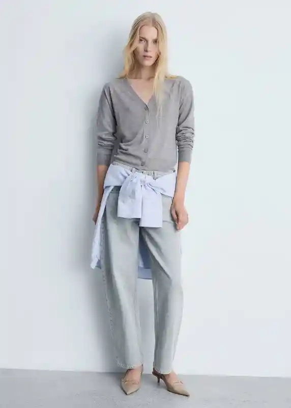 Cardigan Lucca Gris Claro Vigore Talla L Mujer Mango