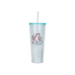 Vaso de Plástico Pitillo Aqua Disney la Sirenita 800 mL Miniso