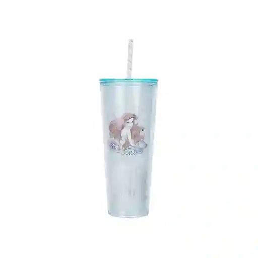 Vaso de Plástico Pitillo Aqua Disney la Sirenita 800 mL Miniso