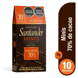 Santander Chocolate Amargo Mini con 70 % de Cacao