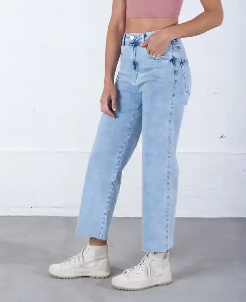 Jean Cropped Pauline Infaltable Mujer Índigo Claro Talla 14 Mujer Naf Naf