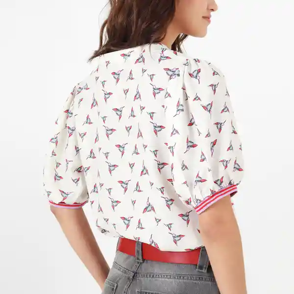 Blusa Cuello V Manga Corta Multicolor Talla S 696319