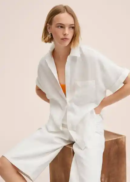 Camisa Pai Offwhite Talla 27 Mujer Mango