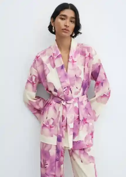 Enterizo Caftan Violet-a Off White Talla M Mujer Mango