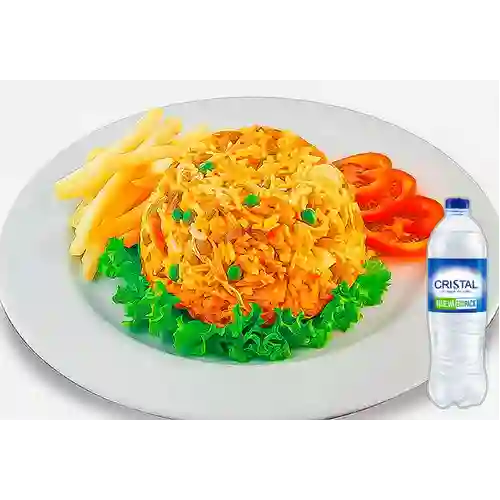 Combo Arroz con Pollo + Cristal Sin Gas 600 ml