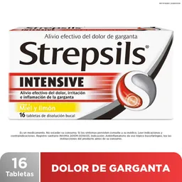 Strepsils Intensive Alivia Dolor e Inflamación de Garganta sabor Miel y Limón 