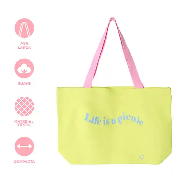 Bolsa de Compras Life is a Picnic Amarillo Miniso