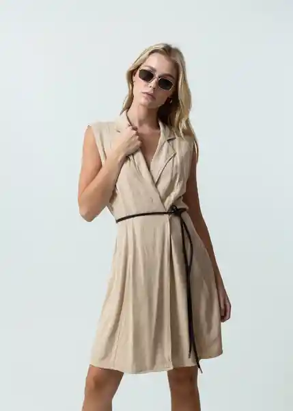 Vestido Lady Mujer Beige Albarizo Medio Talla L 572G301 Naf Naf