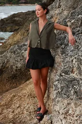 Falda Corta Sylvie Negro Talla S Mercedes Campuzano