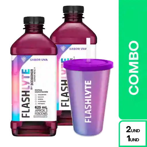 Combo Bebida Hidratante Flashlyte Uva 625 mL + Vaso