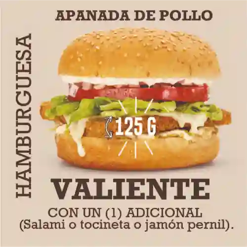 Hamburguesa valiente de pollo apanado