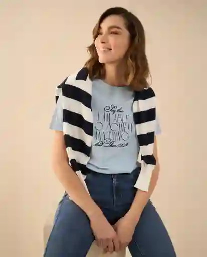 Camiseta Azul Cristal Claro Talla S 102G000 Esprit