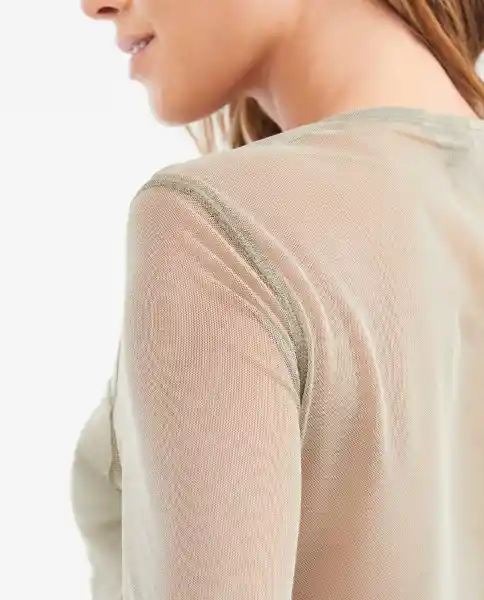 Camiseta Longsleeve Mesh Top Verde Cerro Oscuro L Chevignon