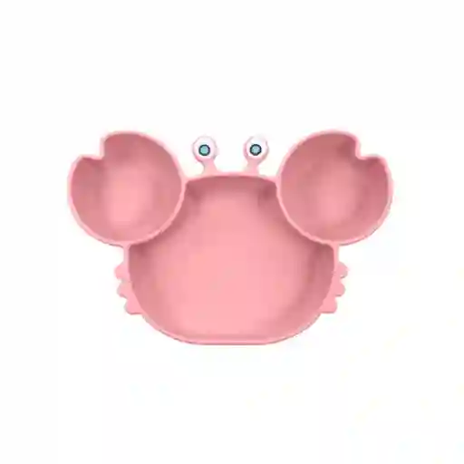 Plato Silicona Dividido Niños Forma Cangrejo Serie Miniso Rosa