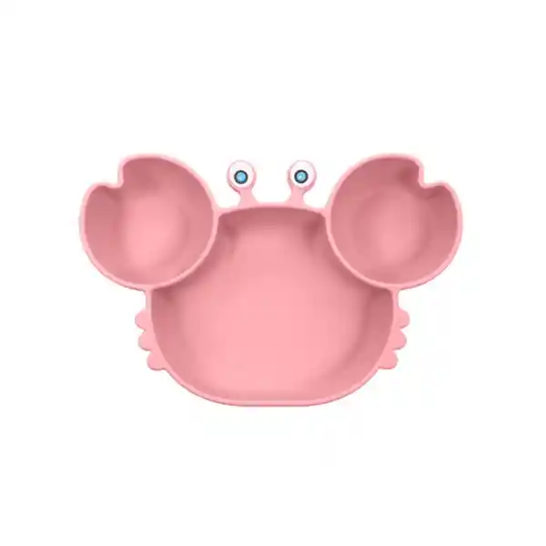 Plato Silicona Dividido Niños Forma Cangrejo Serie Miniso Rosa