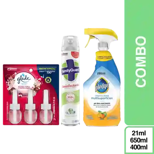 Combo Glade Frutos rojos + Pledge + Family Guard