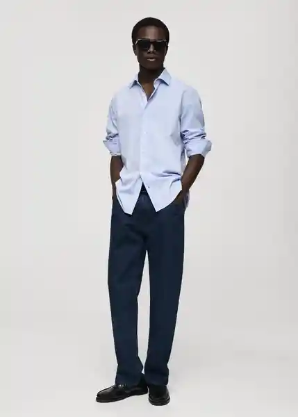 Camisa Vitoria Celeste Talla S Hombre Mango