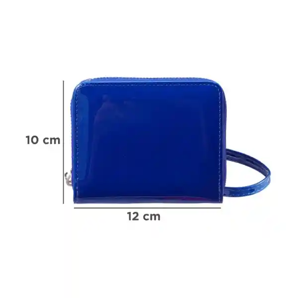 Cartera Corta Para Mujer Tipo Charol Azul Miniso