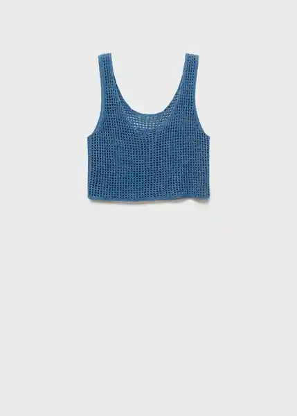 Top Fabri Azul Talla M Mujer Mango