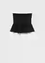 Top Peplum Negro Talla M Mujer Mango