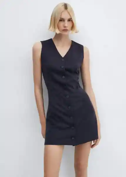 Vestido Avayax Azul Talla S Mujer Mango