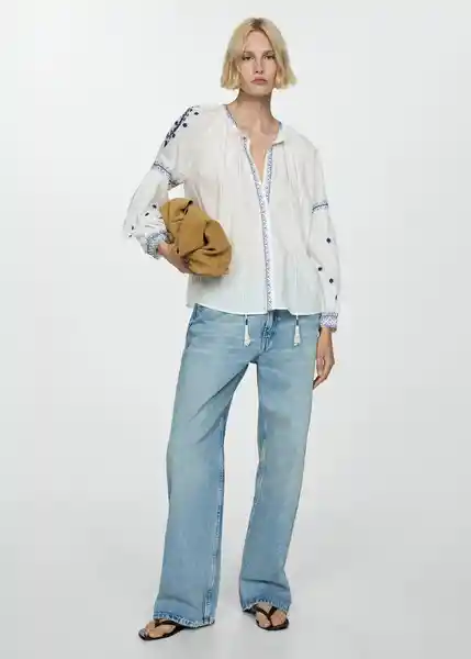 Camisa Proli Off White Talla S Mujer Mango