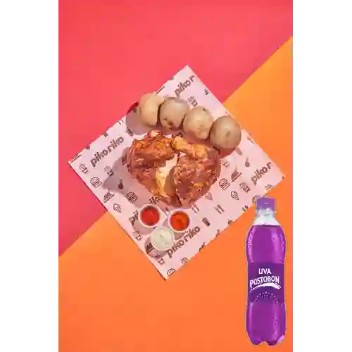 Combo Pollo Asado 4 Presas + Postobon Uva 400 ml