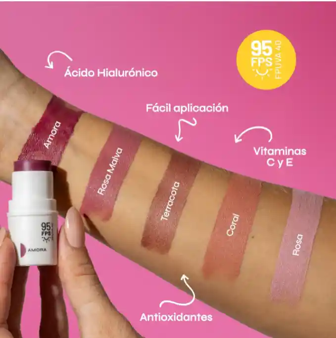 Ollie Rubor Labial y Sombra en Barra 3 en 1 Fps 95 Rosa Malva