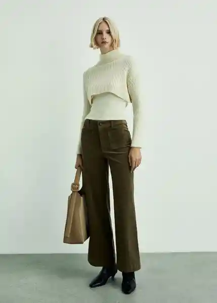 Jean Catherip Khaki Talla 32 Mujer Mango