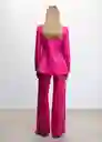 Blazer Americana Smart Fucsia Talla L Mujer Mango