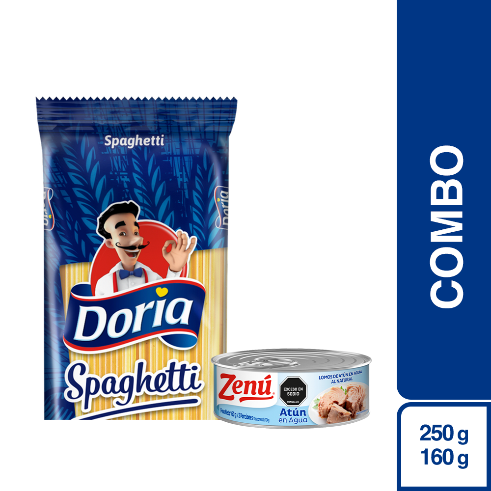 Combo Doria pasta spaghetti clássica + Zenú lomo de atún en agua