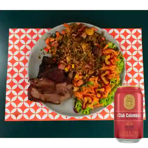 Combo Res Ahumana con Arroz Chaufa + Club Cola Roja Lata 330ml
